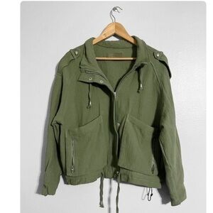 Black NYC Anthropologie Zip Gauze Jacket